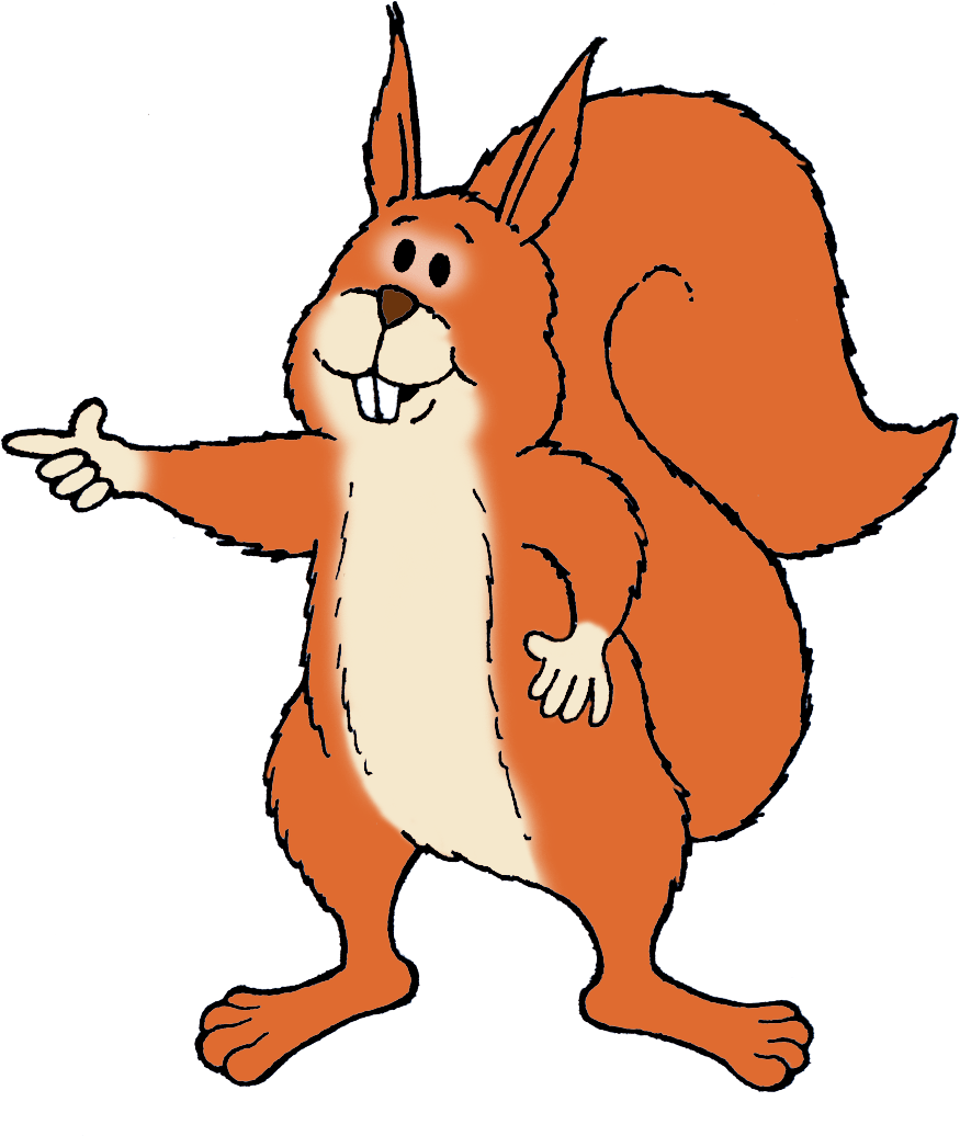 ED squirrel pointing left