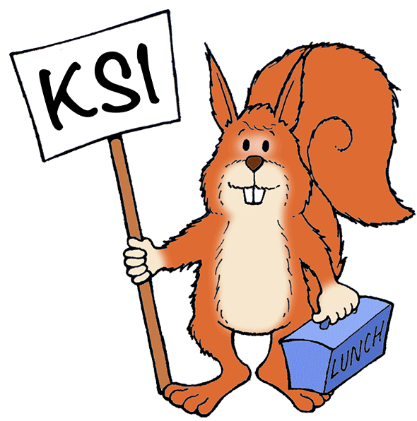 Picture of a young ED the Squirrel depicting a Key Stage 1 visitor to Dorset on a school trip